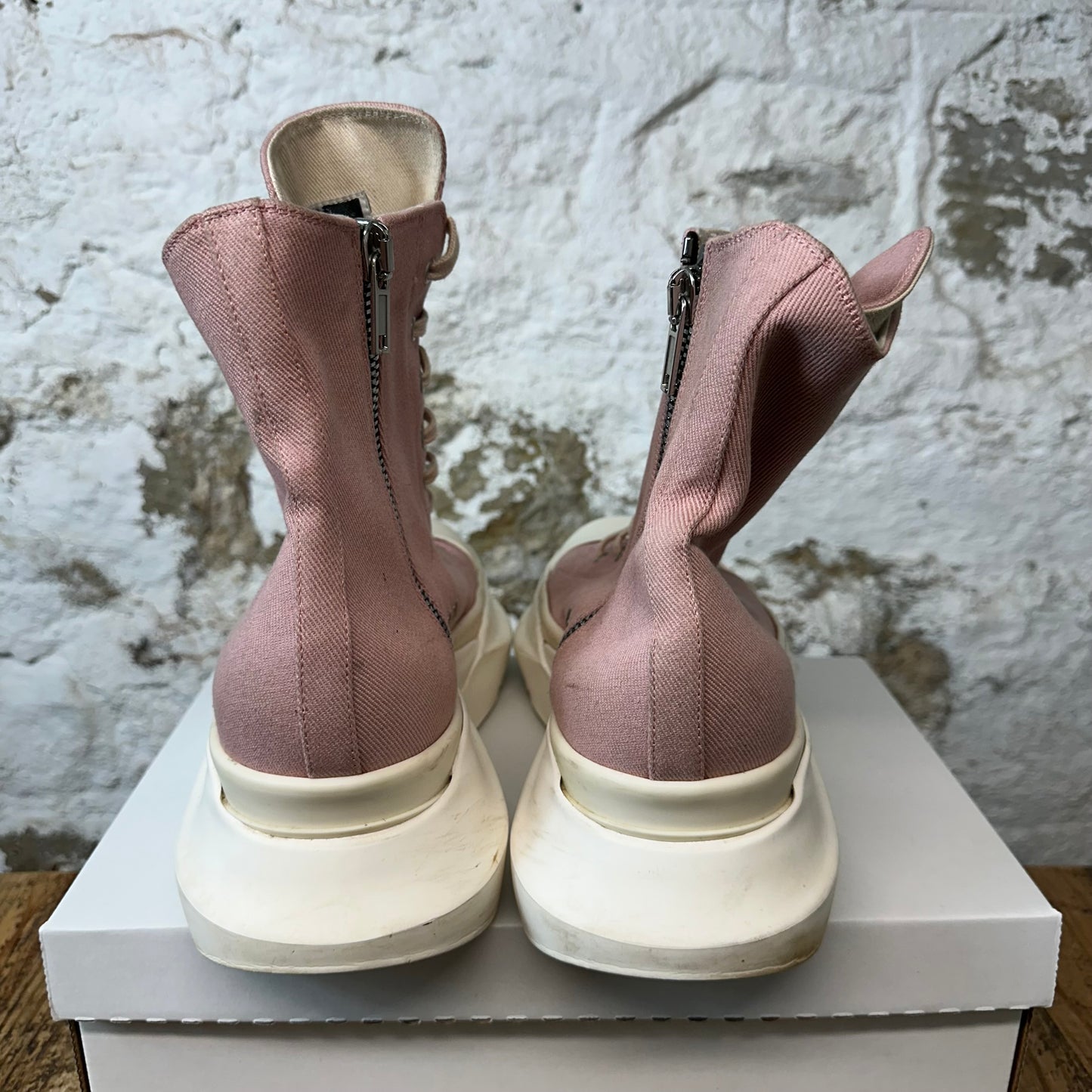 Rick Owens Pink Canvas Abstract Cream High Sz 13 (46) No Box