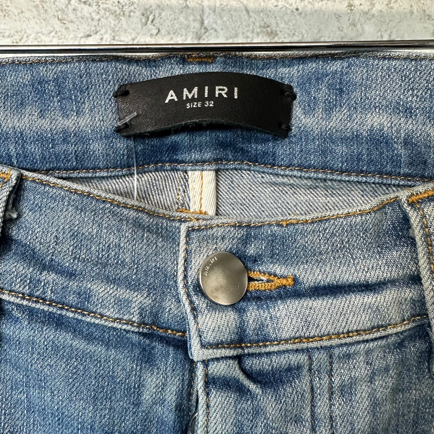 Amiri Plain Blue Distressed Denim Jeans Sz 32