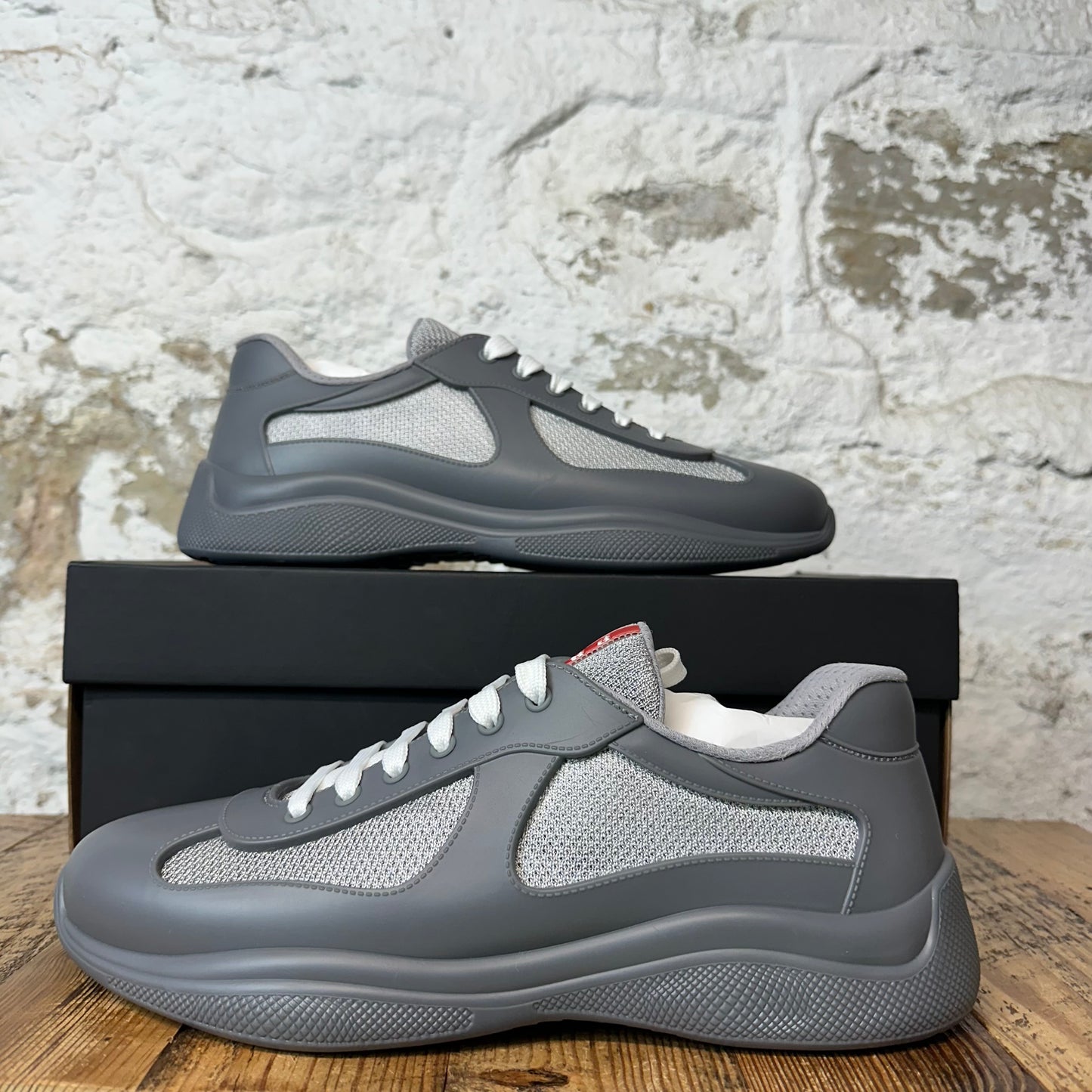 Prada Americas Cup Grey Rubber Sneaker Sz 11 (44) DS
