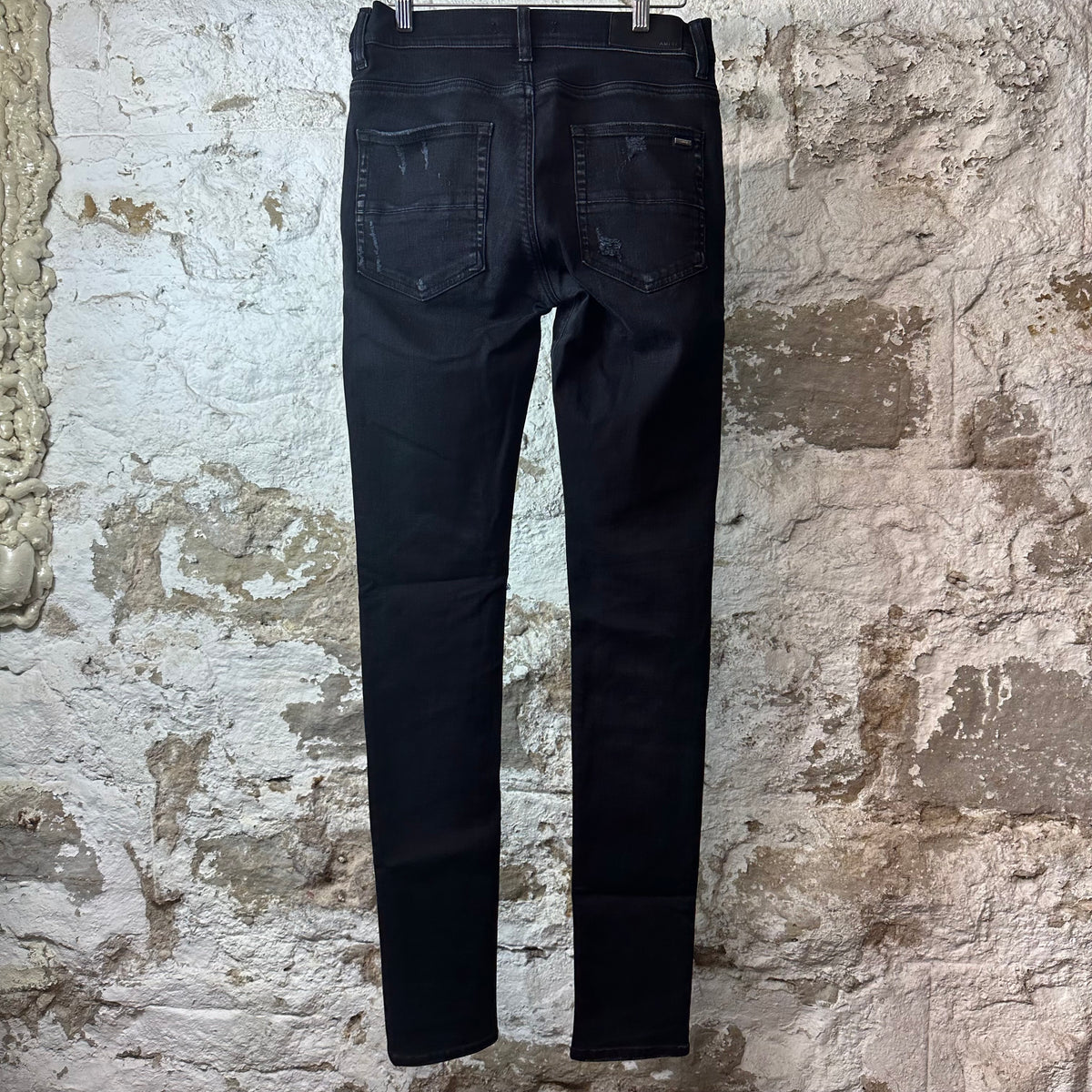 Amiri MX1 Camo Patch Black Denim Jeans Sz 29