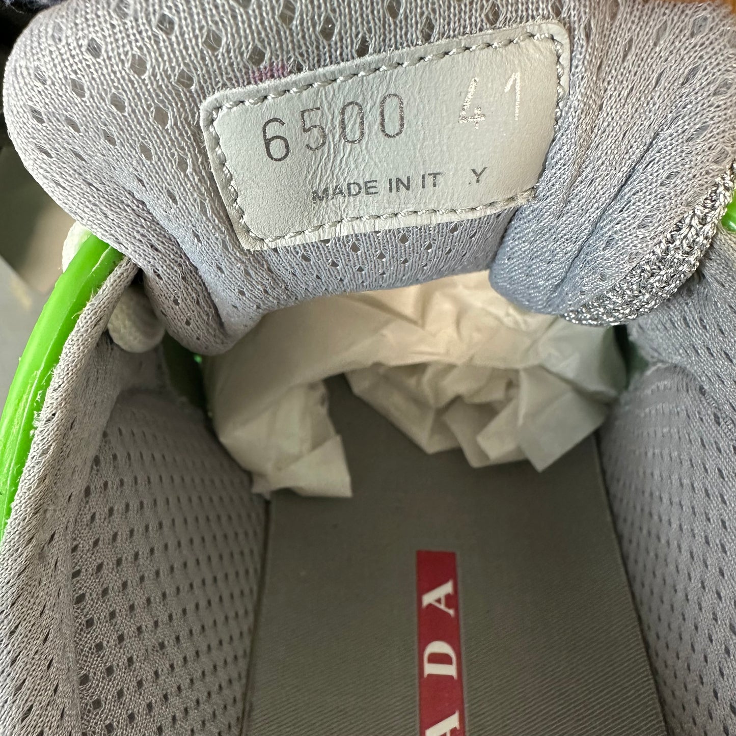 Prada Americas Cup Green Rubber Sneaker Sz 8 (41) DS