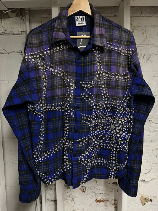 Vale Rhinestones Blue Flannel Sz S