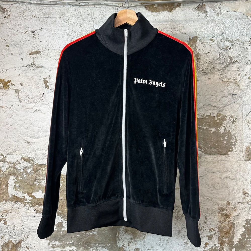 Palm Angels Rainbow Black Velour Track Jacket Sz S