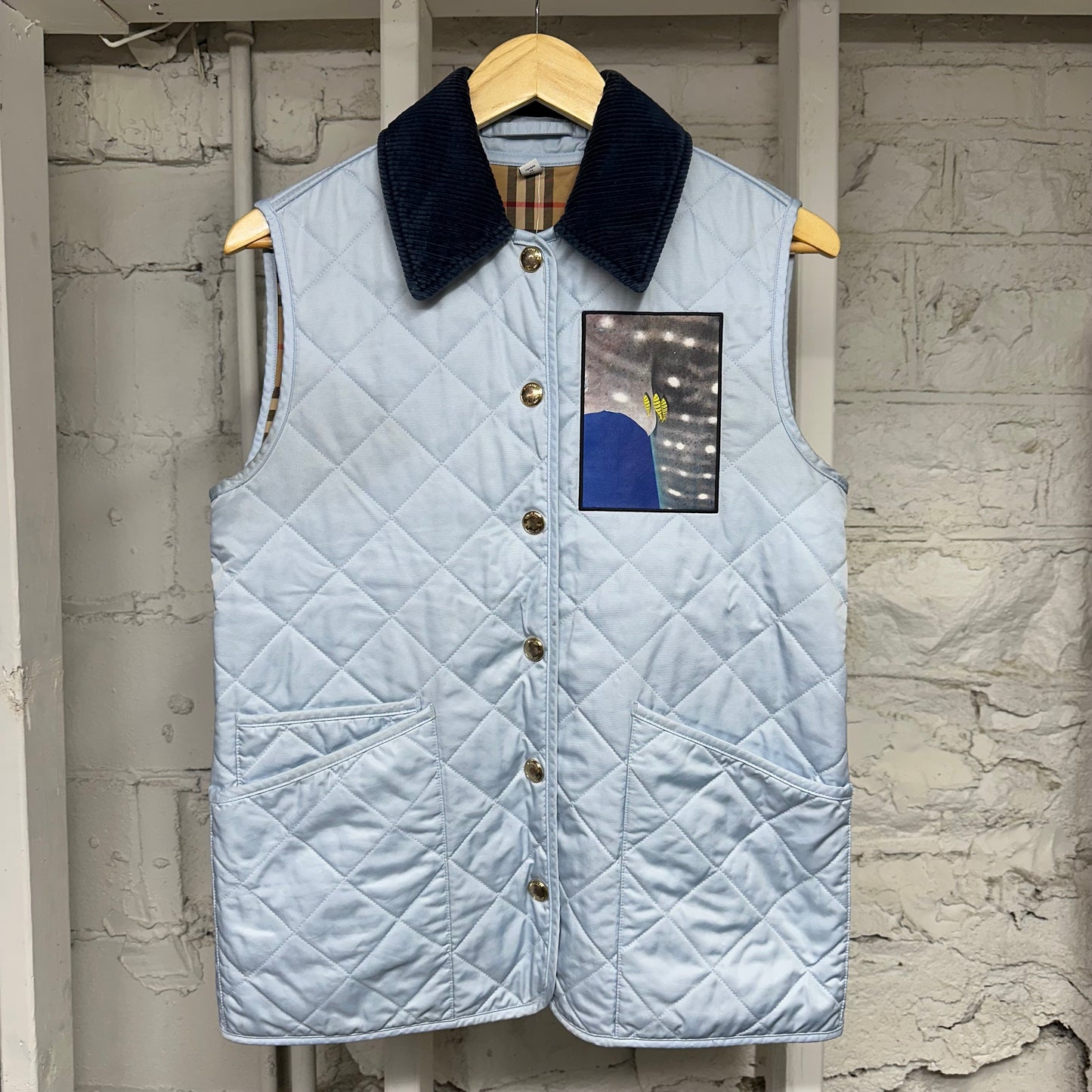 Burberry Light Blue Patch Vest Sz XS