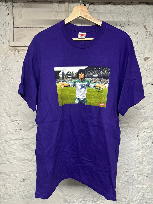 Supreme Maradona Purple T-Shirt Sz L DS
