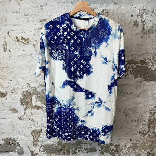 Louis Vuitton Blue Monogram Bandana T-shirt White Sz S