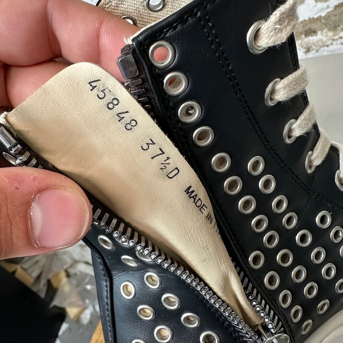 Rick Owens High Abstract Black Milk Sneaker Sz 5.5 (37.5)