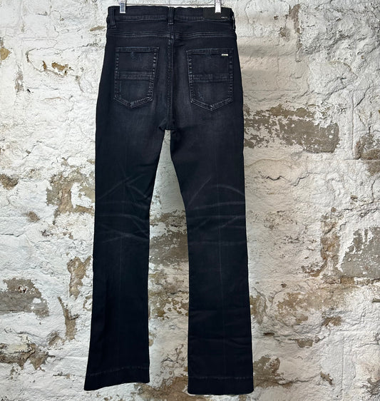 Amiri Plain Faded Black Flare Denim Jeans Sz 29