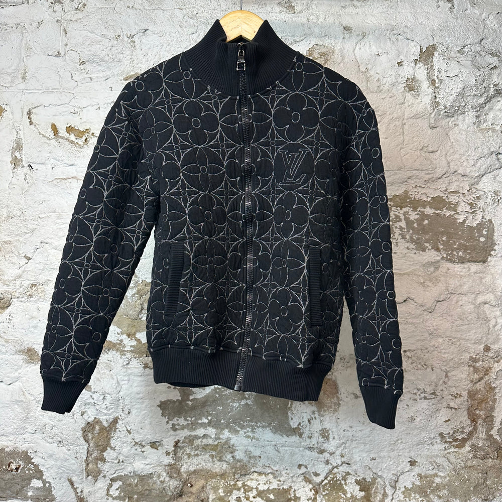 Louis Vuitton Quilted Monogram Zip Up Jacket Black Sz M