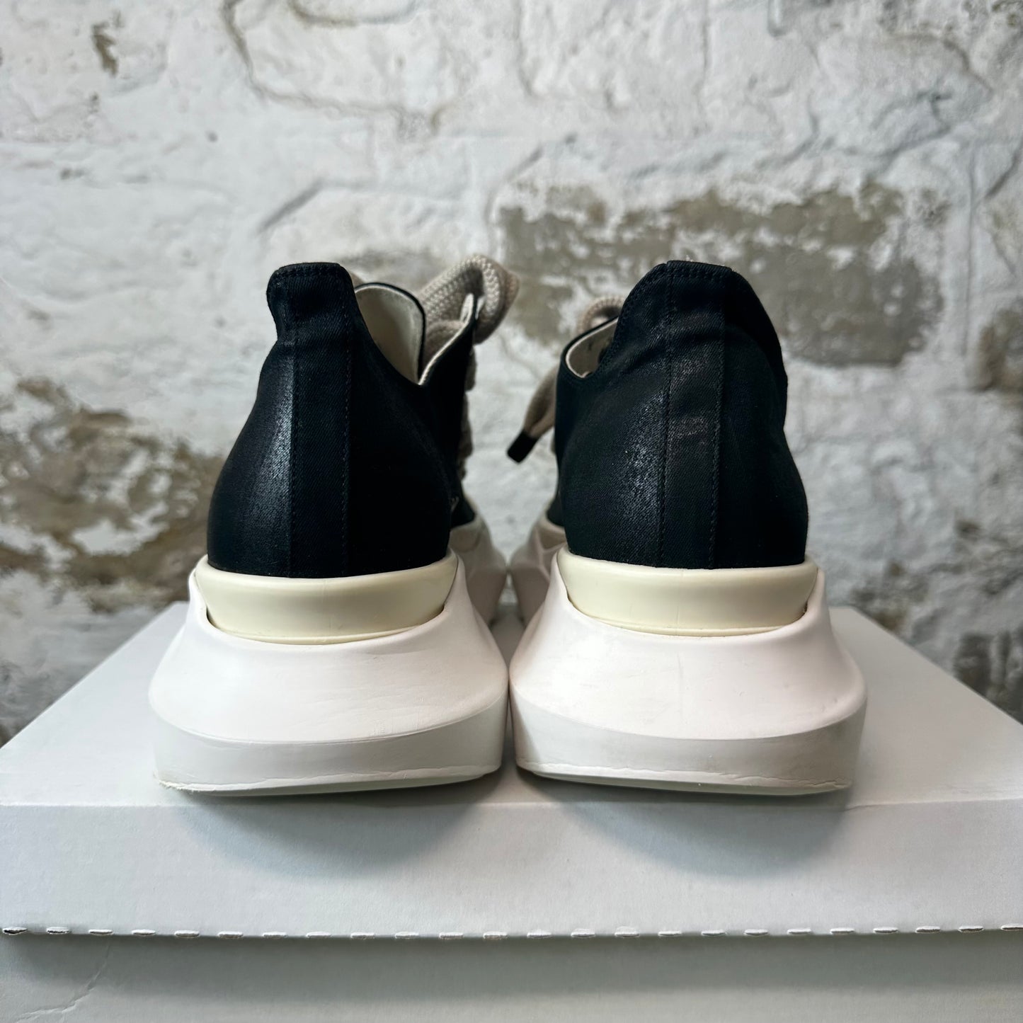 Rick Owens Abstract Black Wax Canvas Milk Sneaker Sz 9.5 (42.5)