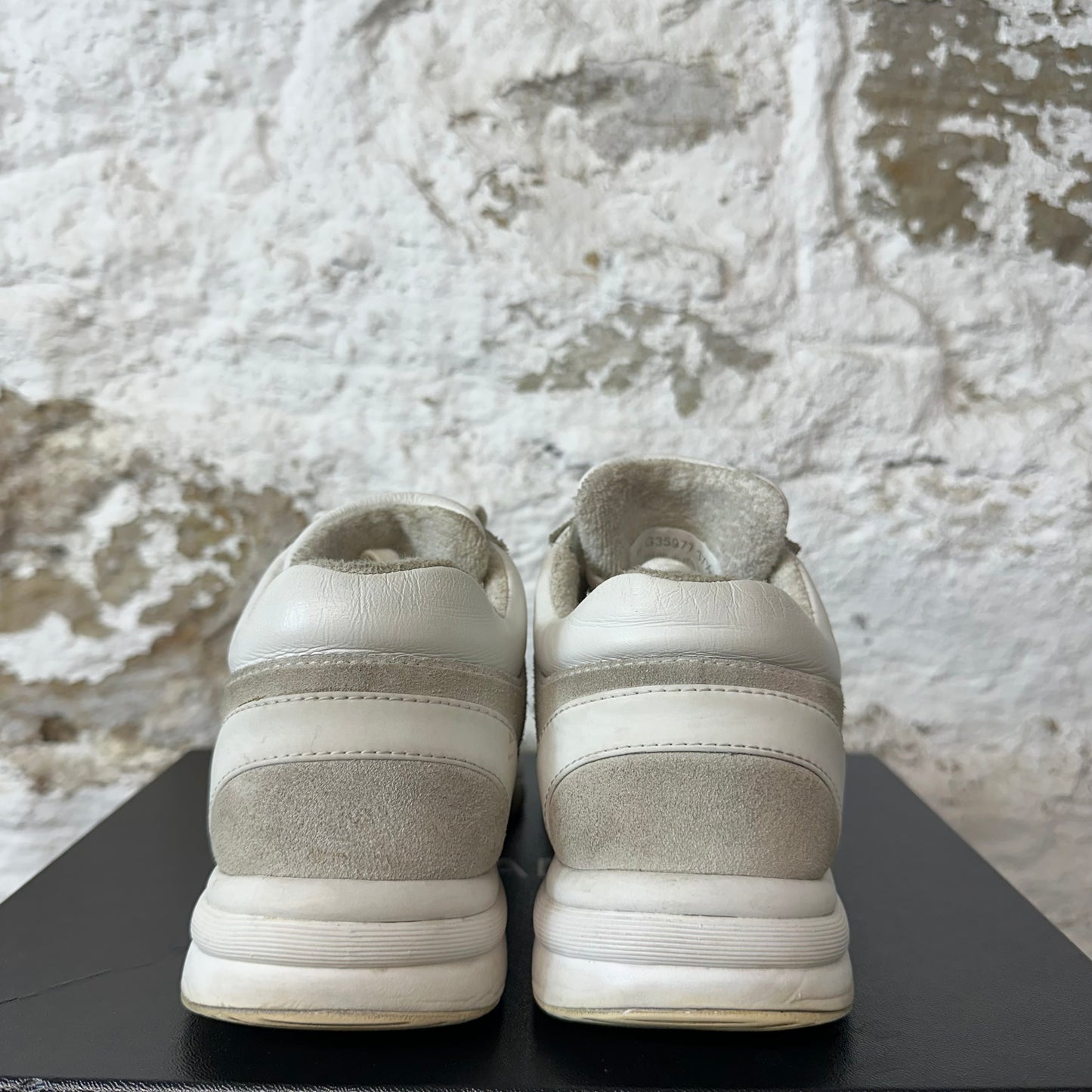 Chanel Gray CC Suede Cream White Sneaker Sz 5.5 (37.5)