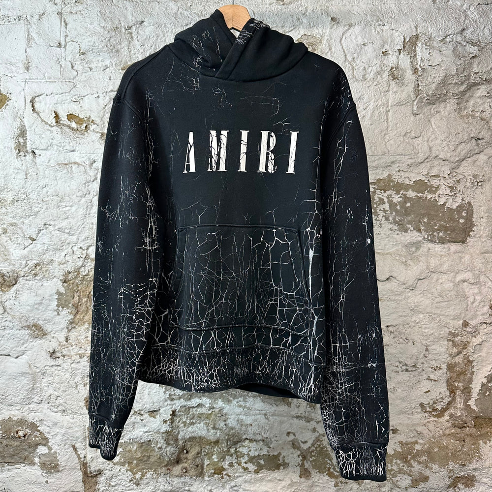 Amiri White Cracked Dye Hoodie Black Sz S