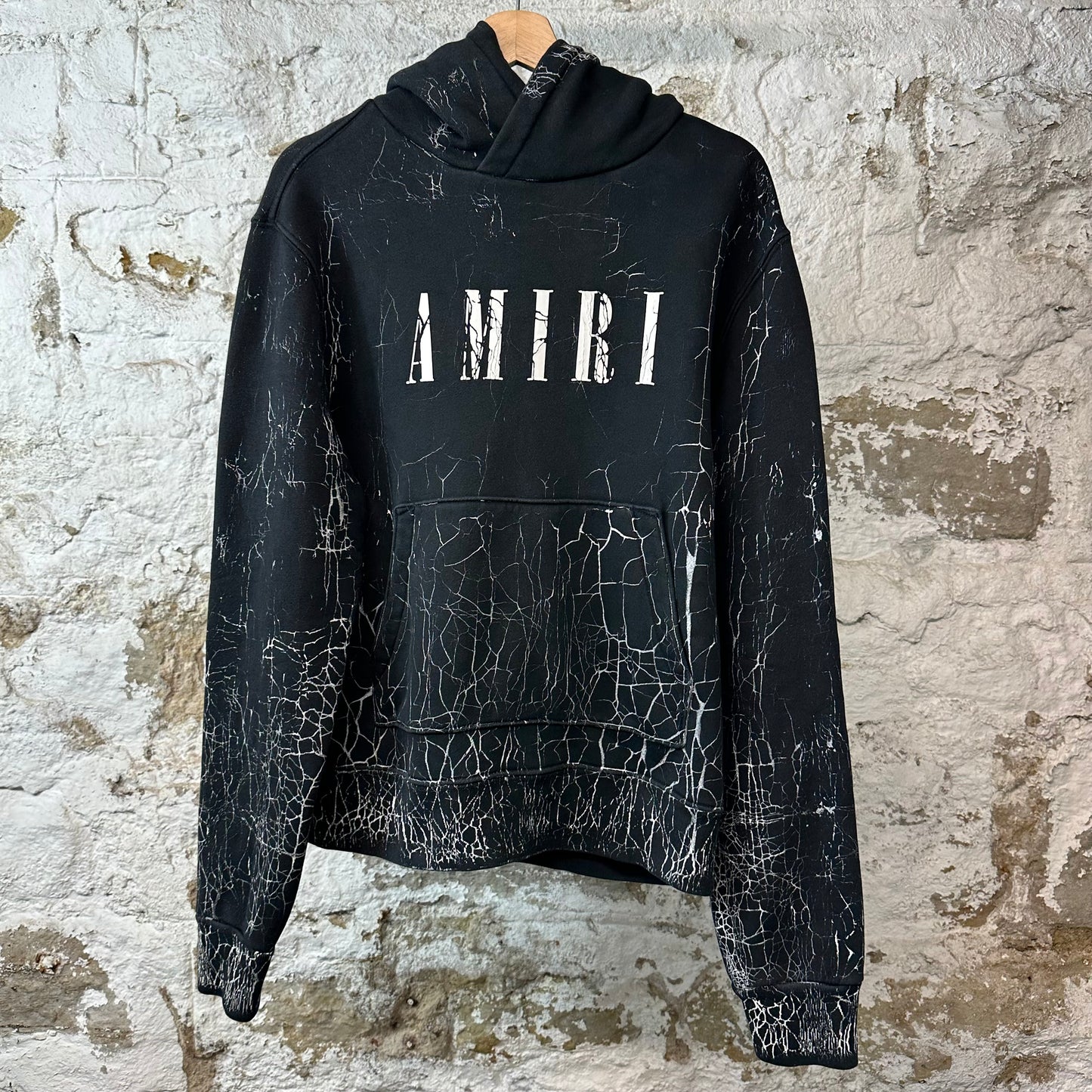 Amiri White Cracked Dye Hoodie Black Sz S