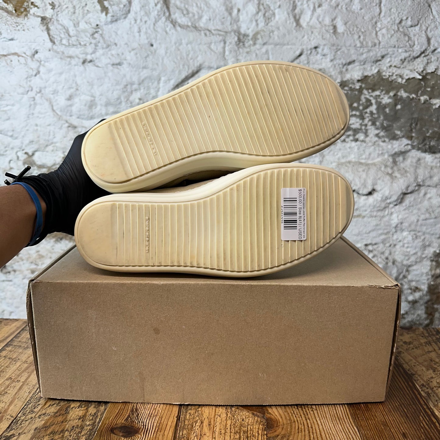 Rick Owens Jumbo Lace Puffer Parchment Milk Sneaker Sz 8 (41)