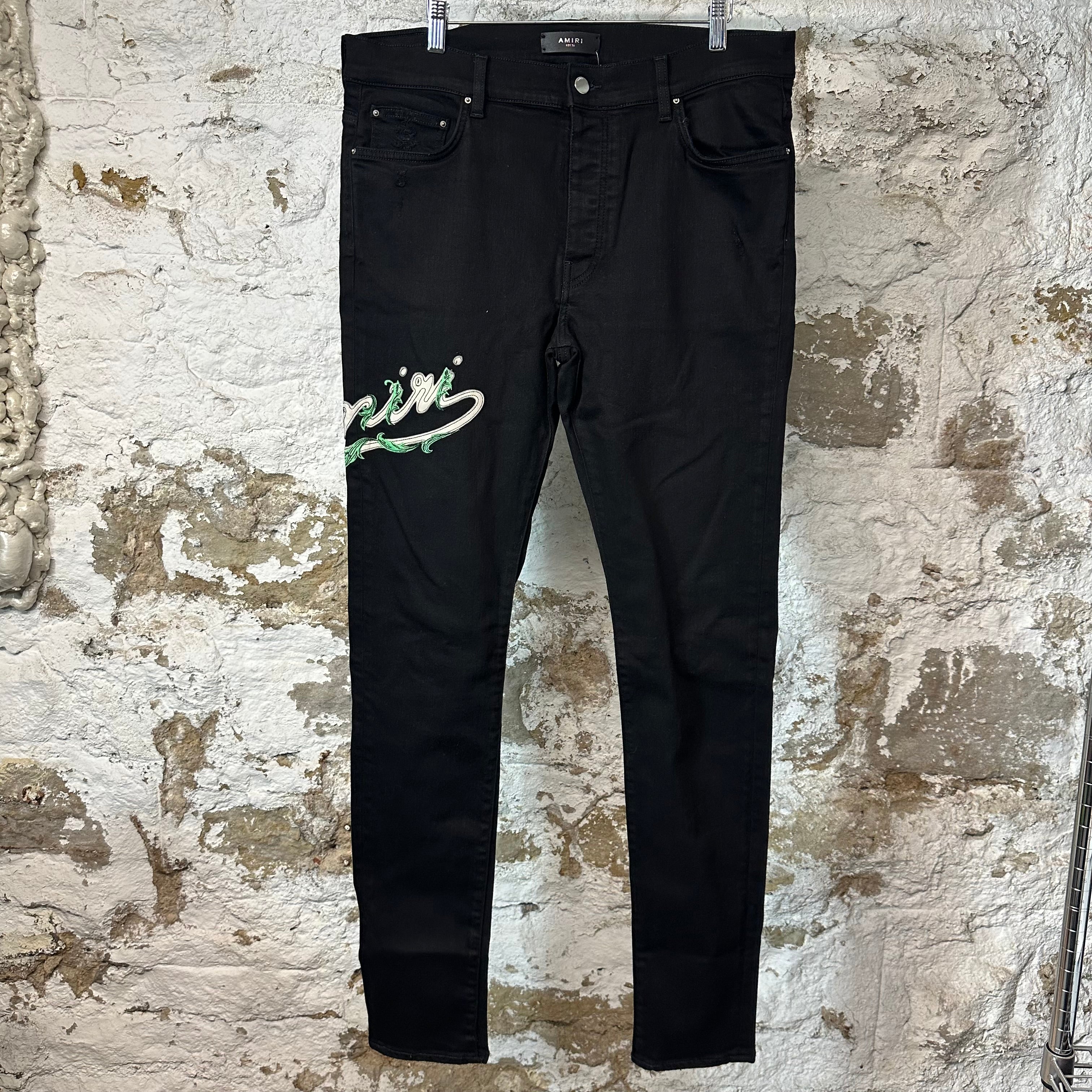Amiri Vine Spell Black Denim Jeans Sz 36