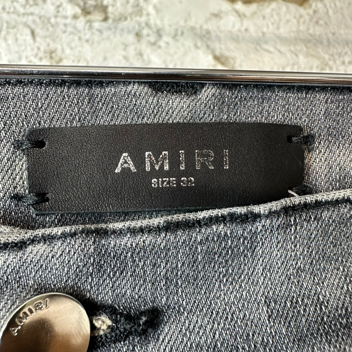 Amiri Army Stencil Grey Denim Jeans Sz 32