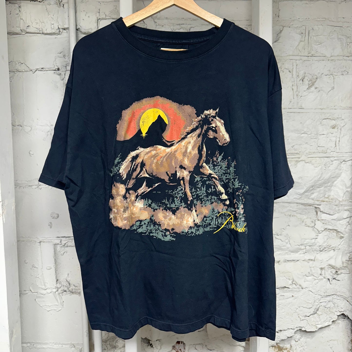 Rhude Santo Horse Vintage Black T-Shirt Sz M