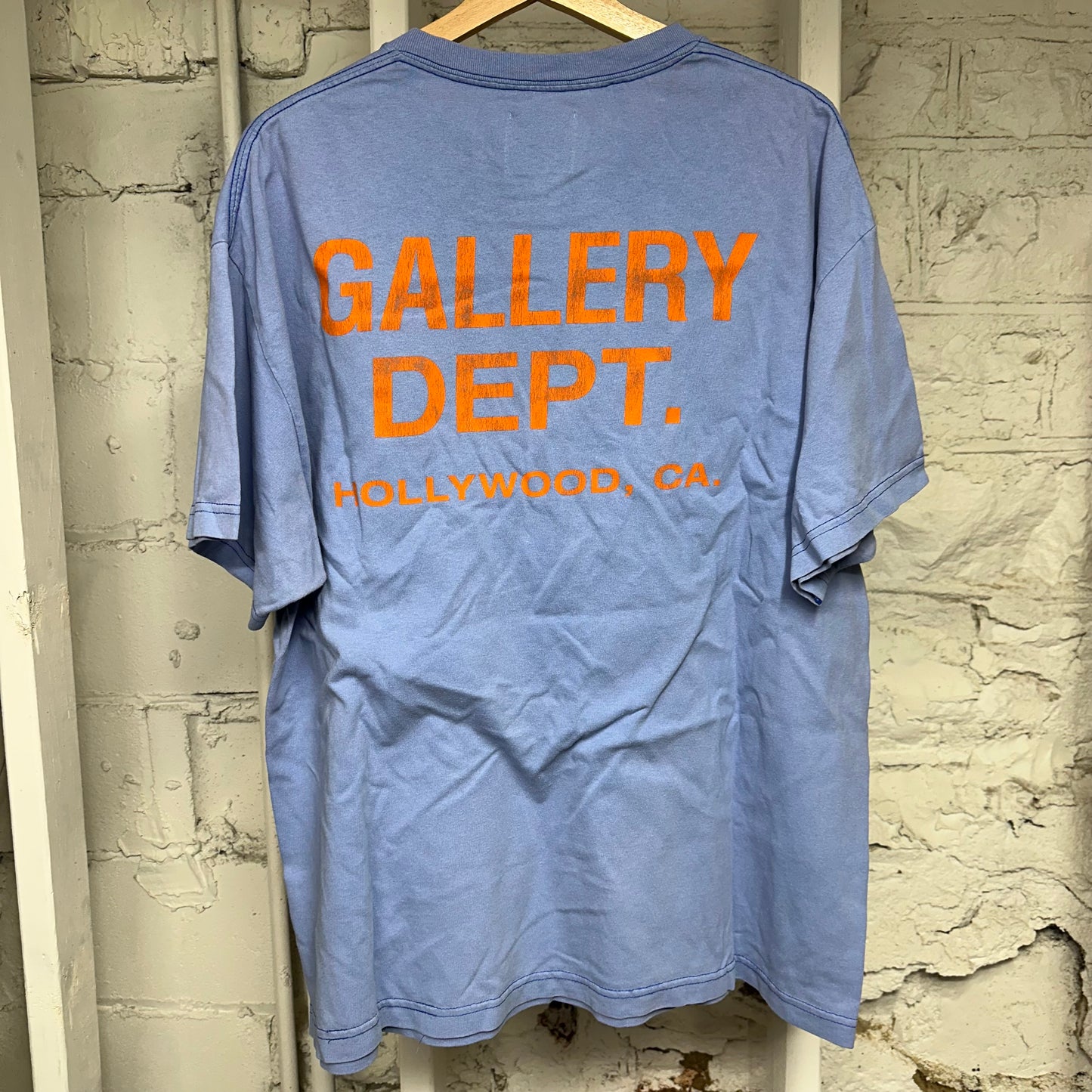 Gallery Dept Orange Logo Blue T-Shirt Sz L