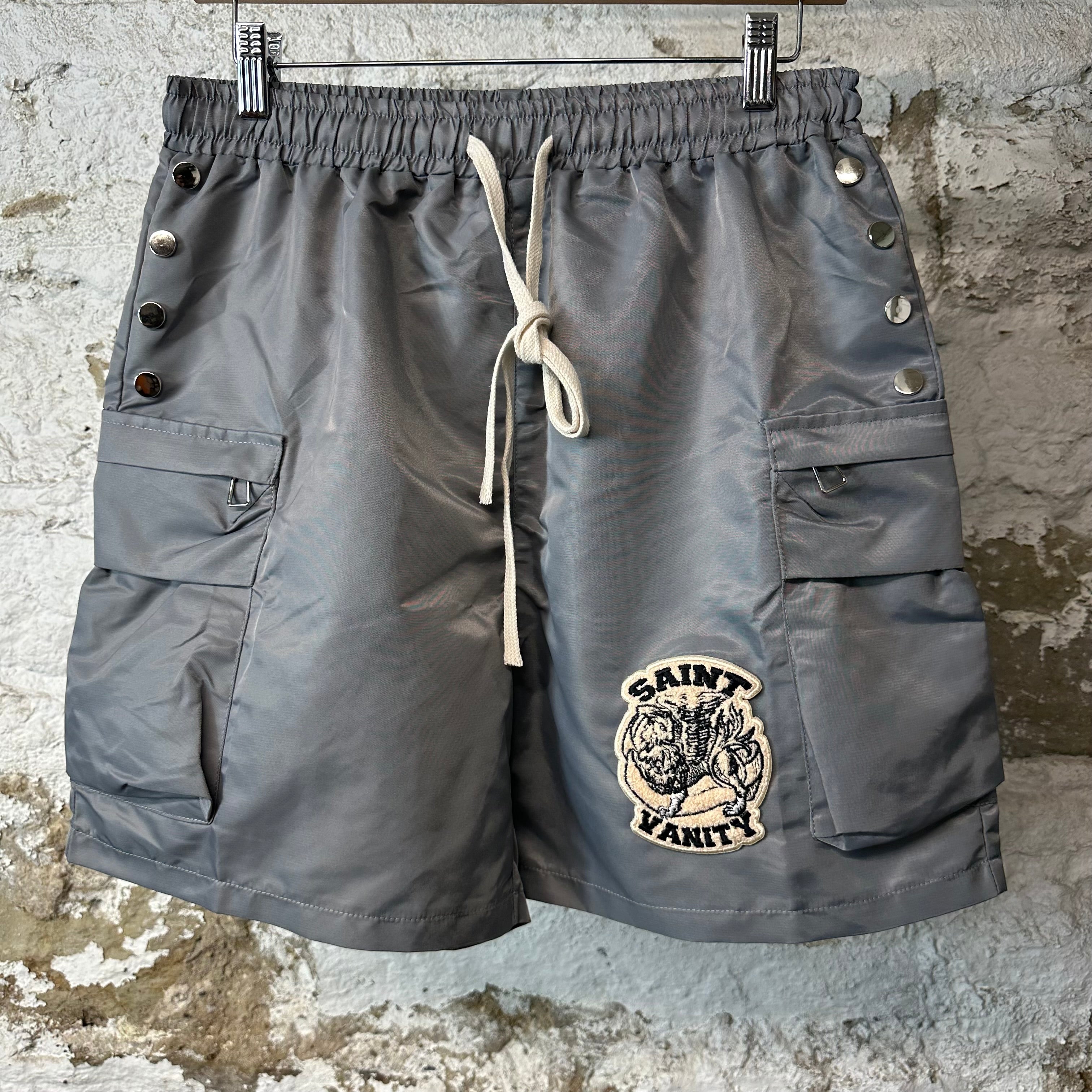 Saint Vanity Grey Cargo Nylon Shorts