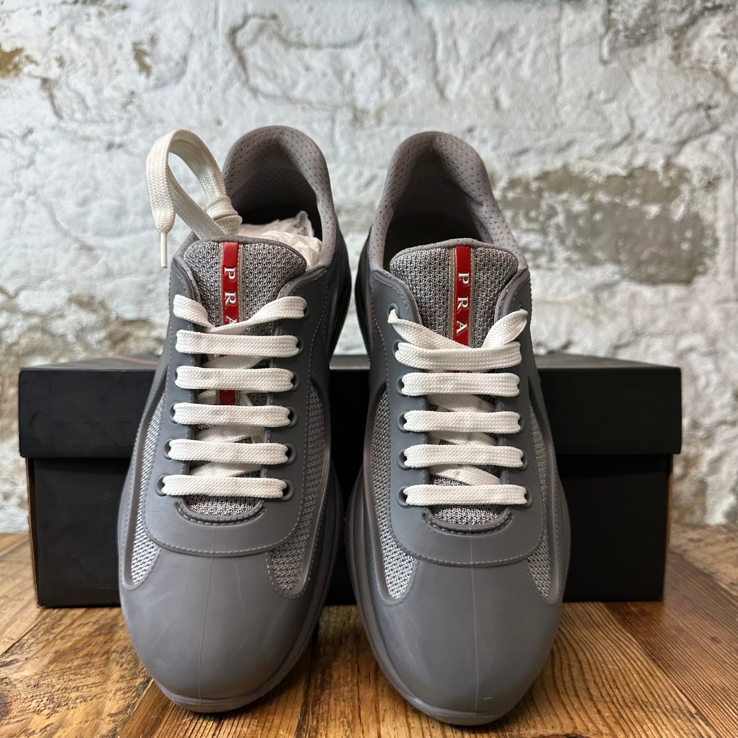 Prada Americas Cup Grey Rubber Sneaker Sz 7 (40)