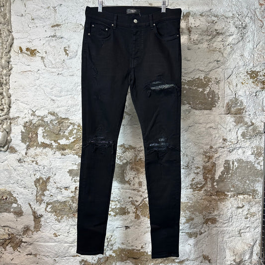 Amiri MX1 Multicolor Paisley Black Denim Jeans Sz 33