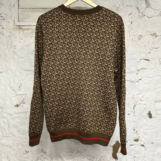 Burberry TB Monogram Crewneck Brown Sz M