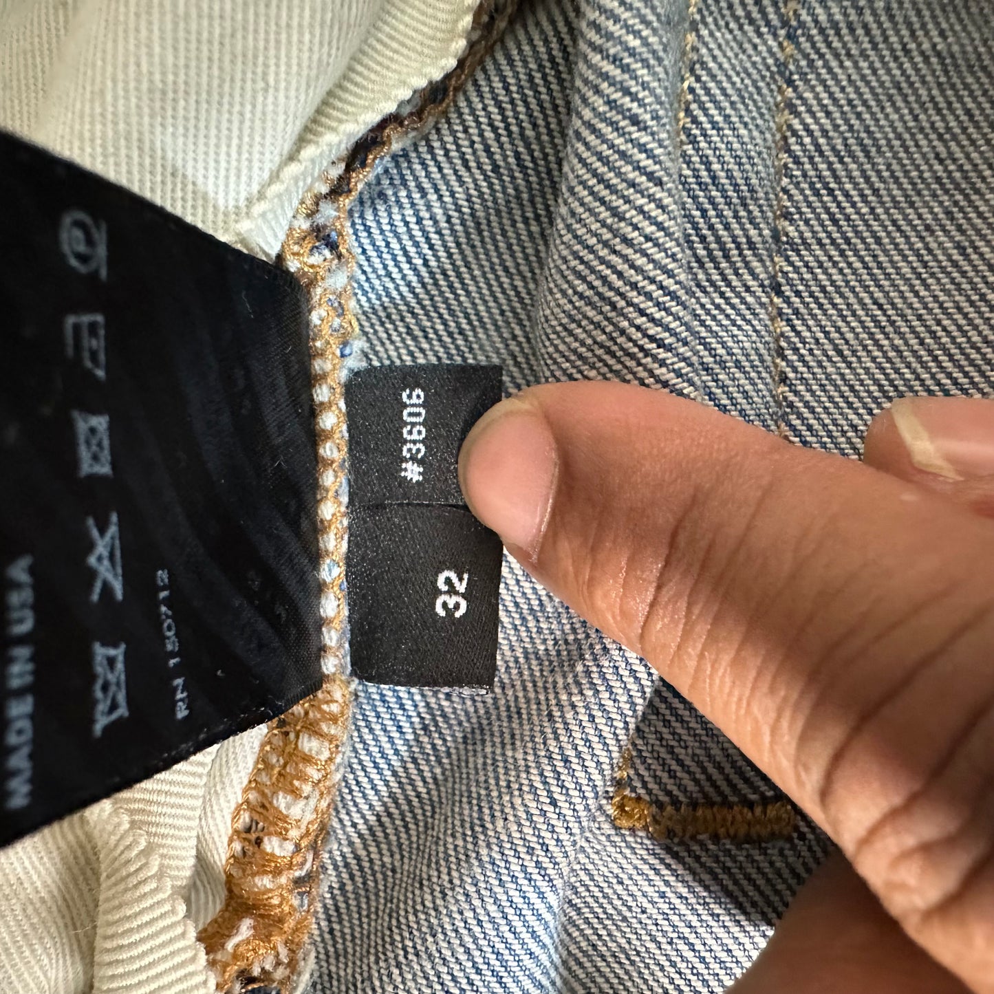 Amiri MX1 Brown Suede Blue Denim Jeans Sz 32
