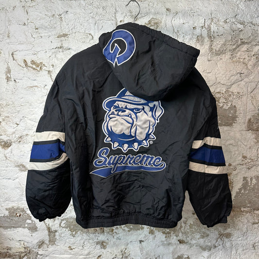 Supreme M&N NCAA Hooded Stadium Jacket Black Sz M