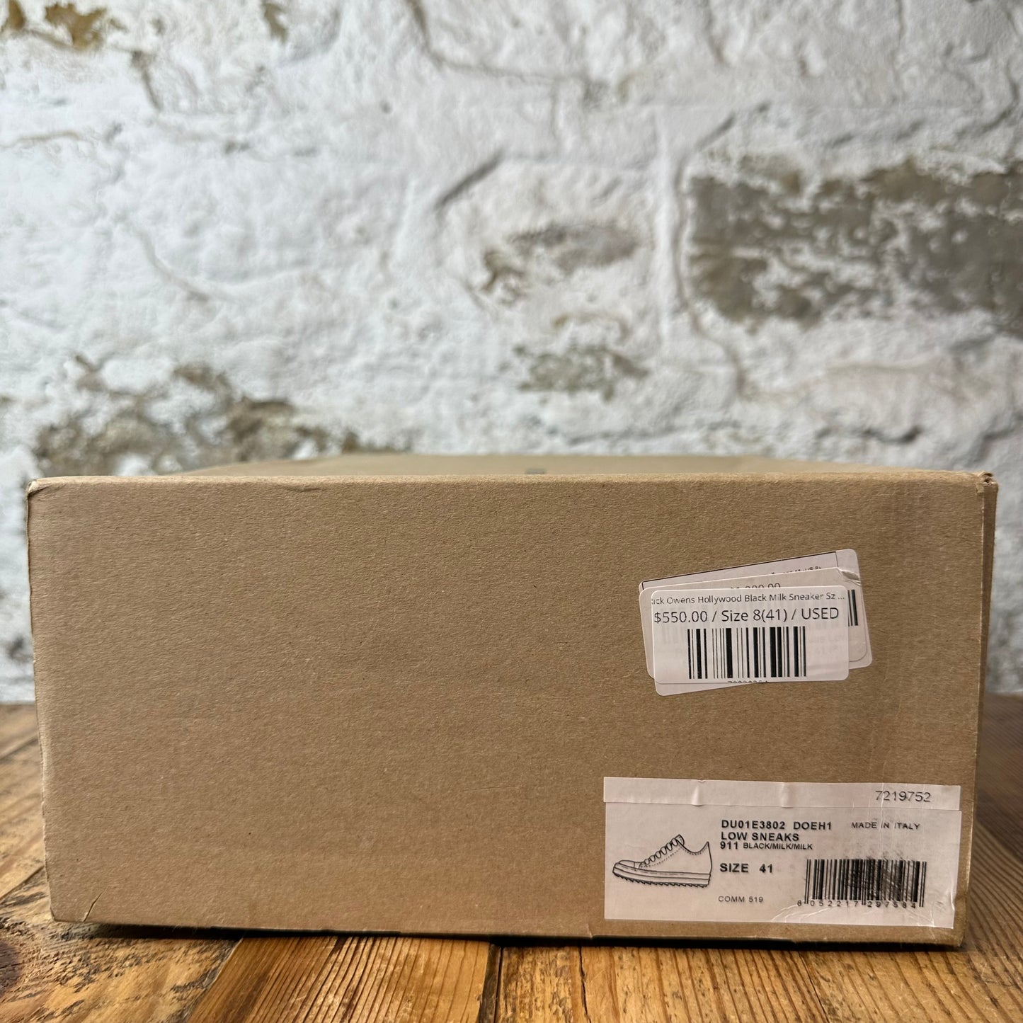 Rick Owens Hollywood Black Milk Sneaker Sz 8 (41)