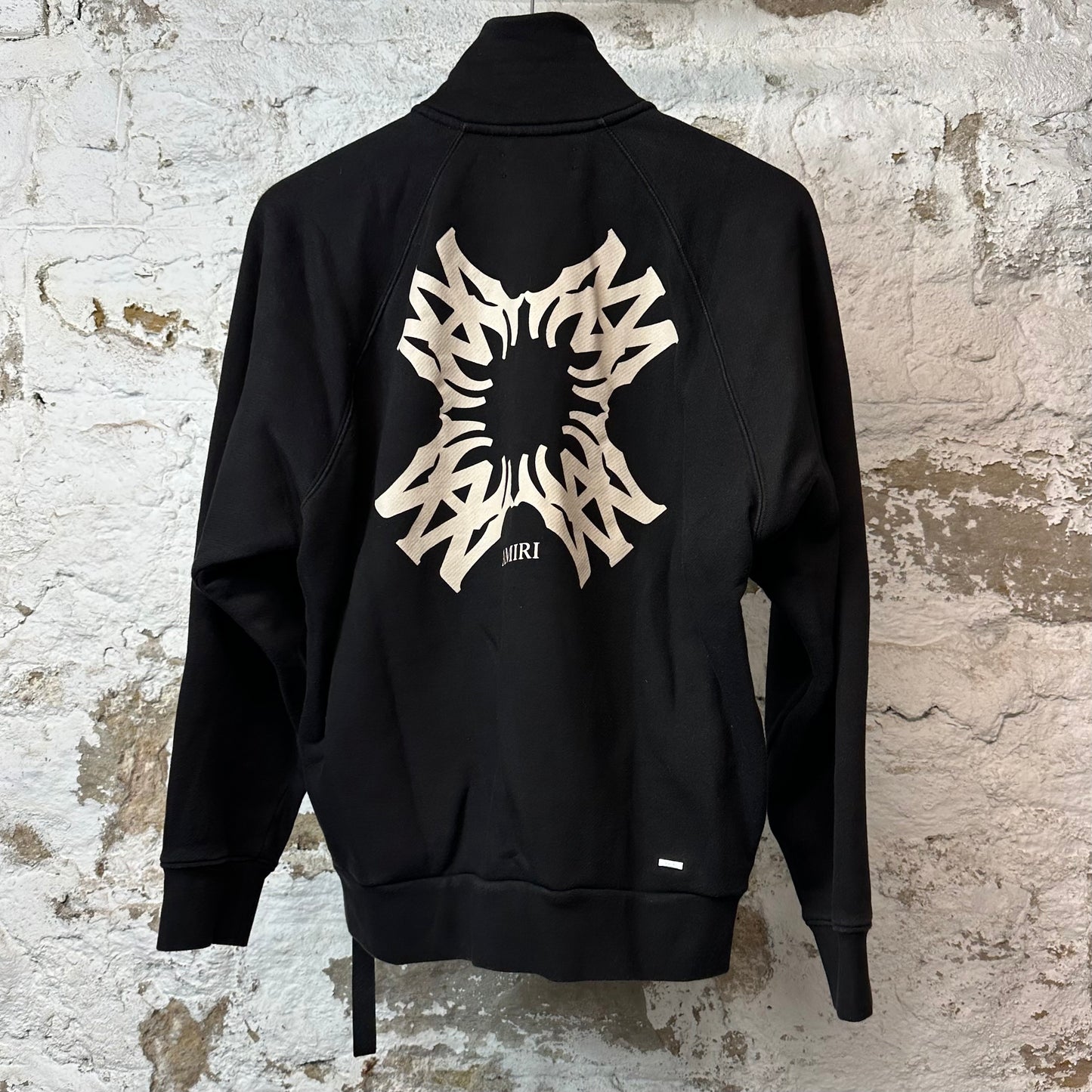 Amiri Cream AM Spiral Logo 1/4 Zip Black Sz S