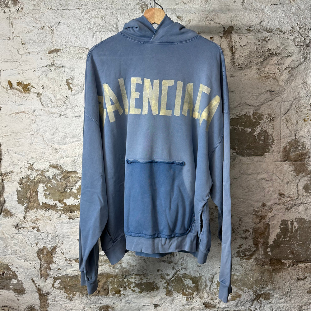 Balenciaga Tape Haze Blue Hoodie Sz L