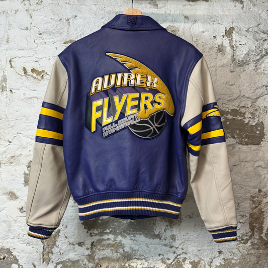 Avirex Flyers Purple Beige Leather Jacket Sz XS