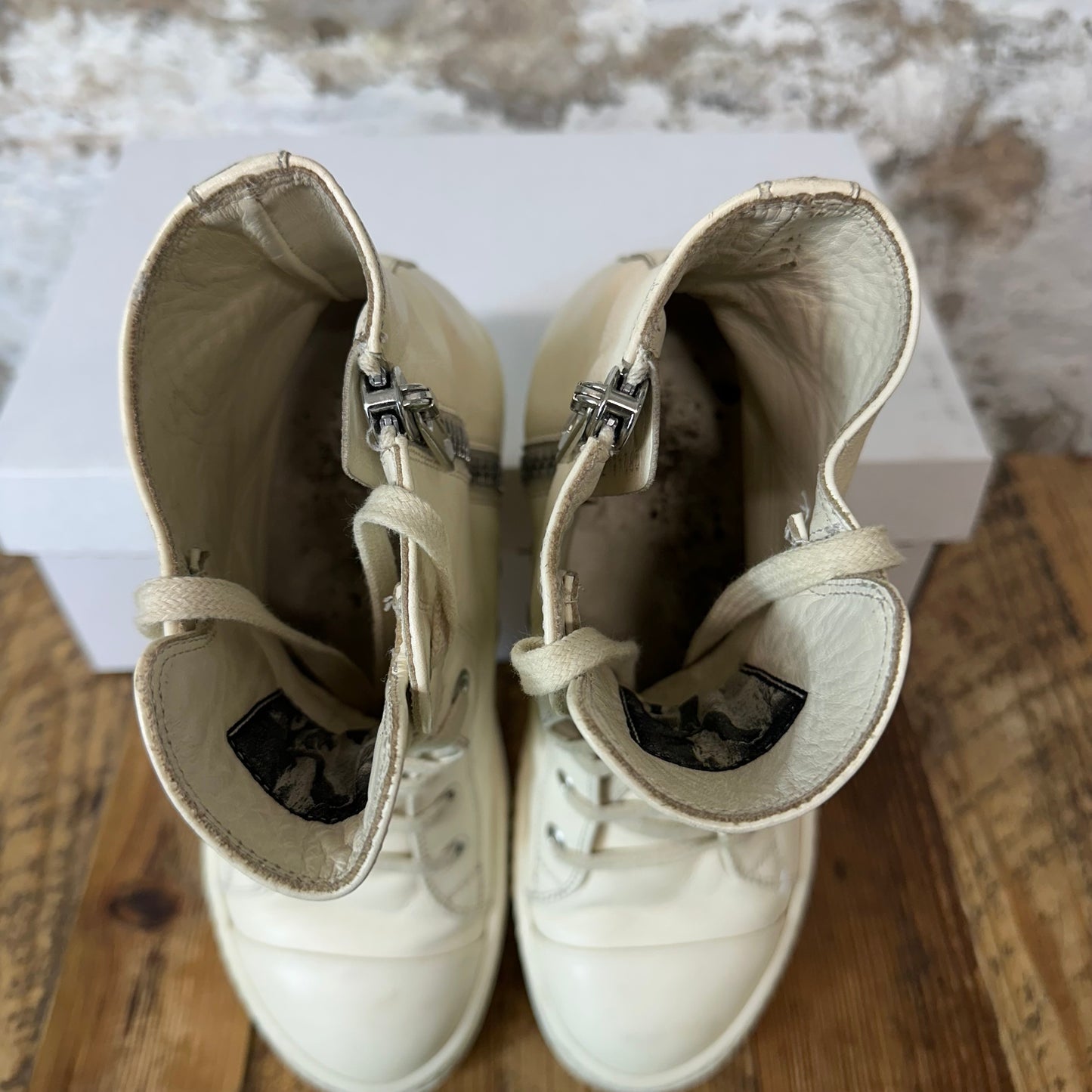 Rick Owens High Natural Milk Sneaker Sz 6 (38)