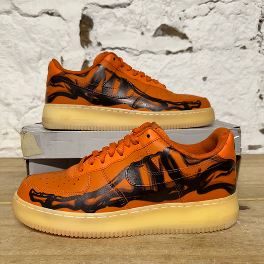 Nike Air Force 1 Low Orange Skeleton Halloween Sz 10.5
