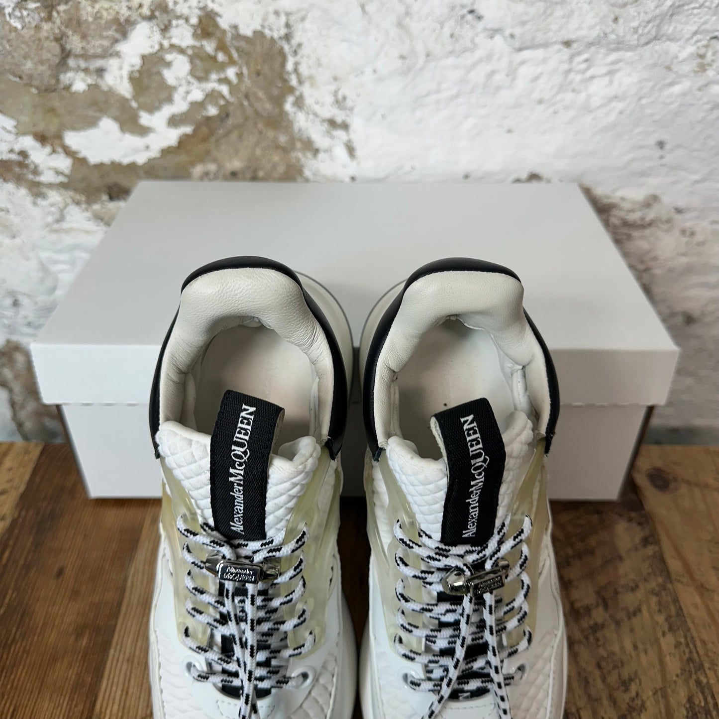 Alexander Mcqueen Black White Clear Nappa Joey Sneaker Sz 4 (35.5) No Box