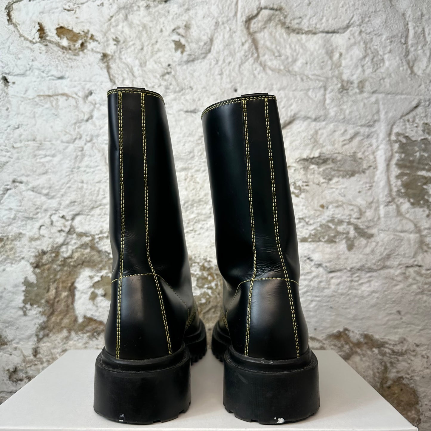 Balenciaga High Black Leather Amphibia Boot Sz 8 (41) No Box