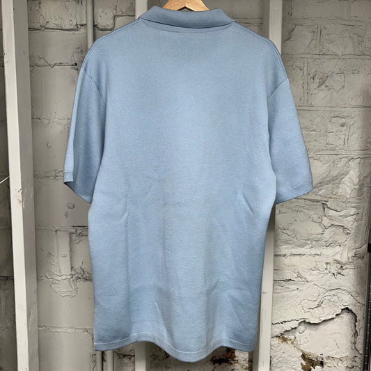 Burberry Spellout Light Blue Knit Polo Sz S