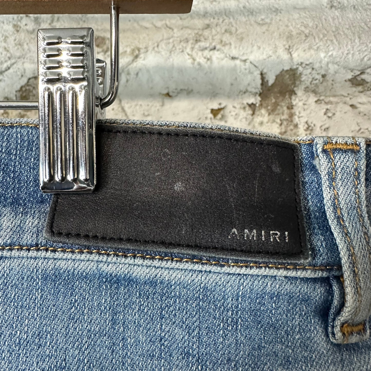 Amiri MX1 Cracked Orange Blue Denim Jeans Sz 36
