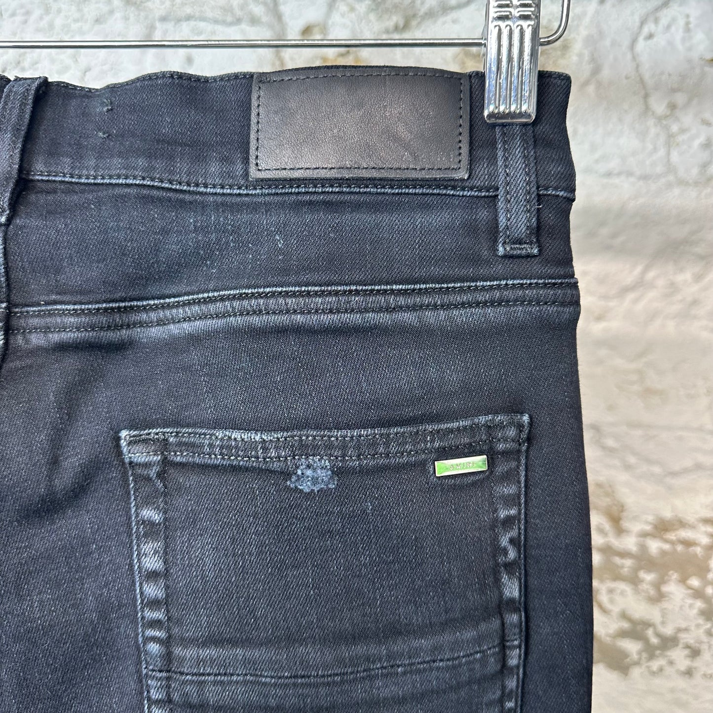 Amiri MX1 Olympic Patch Black Denim Jeans Sz 31