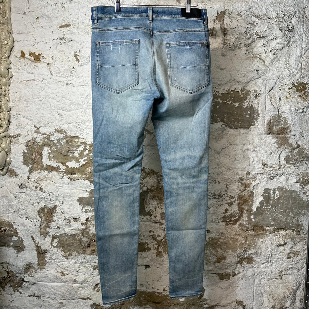 Amiri MX1 Cracked Orange Blue Denim Jeans Sz 34