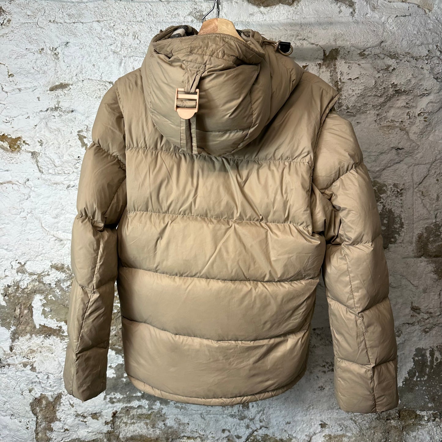 Burberry Convertible Beige Puffer Jacket Sz M