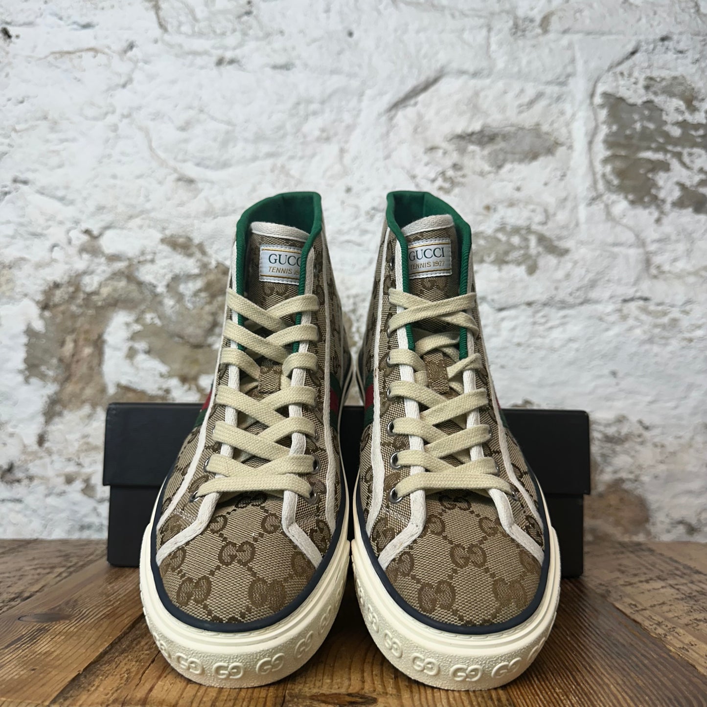 Gucci High Tennis 1977 Brown Monogram Sneaker Sz 6 (38)
