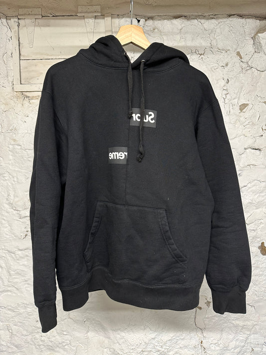 Supreme CDG Split Box Logo Black Hoodie Sz L