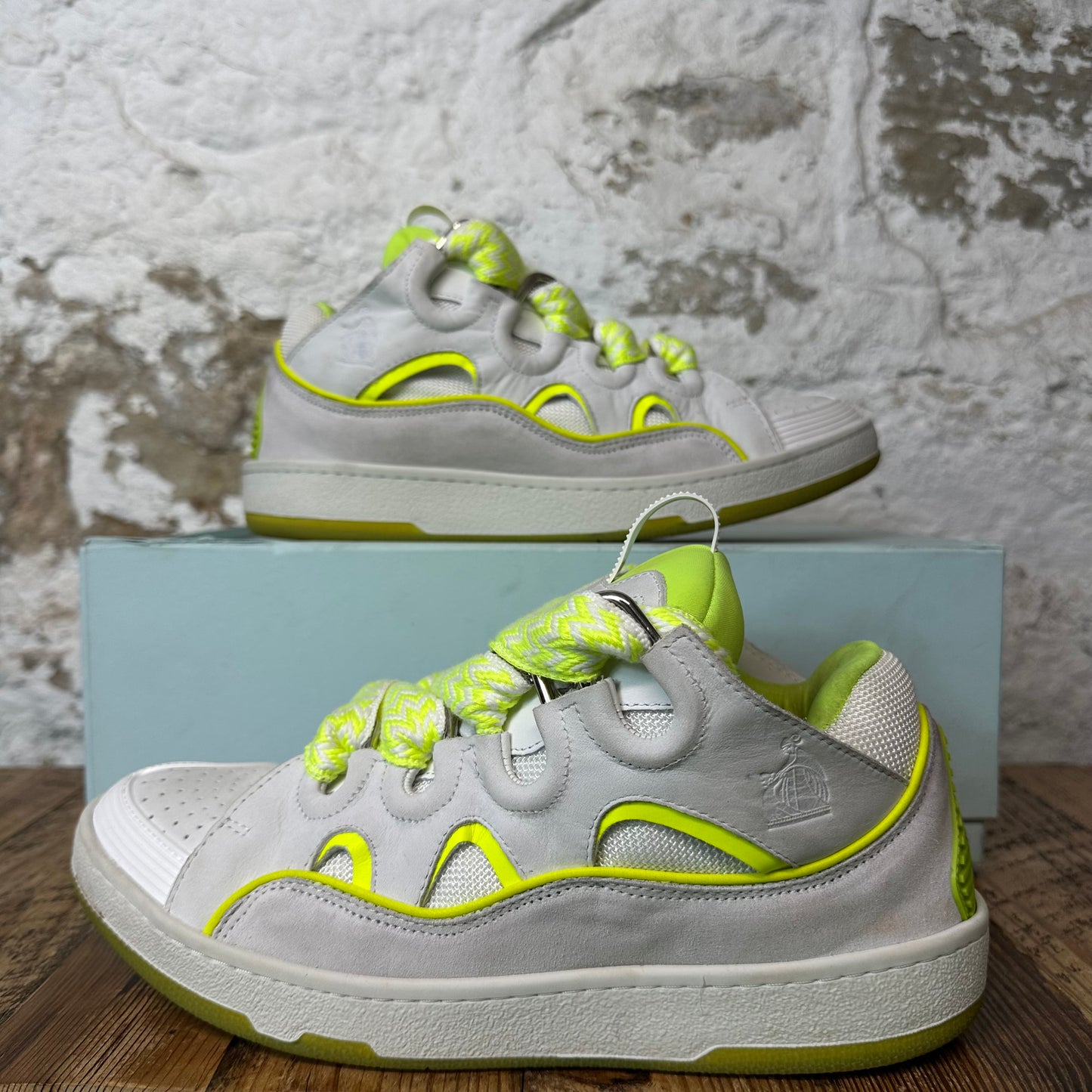 Lanvin Curb Yellow Neon Lace White Sneaker Sz 9 (42)