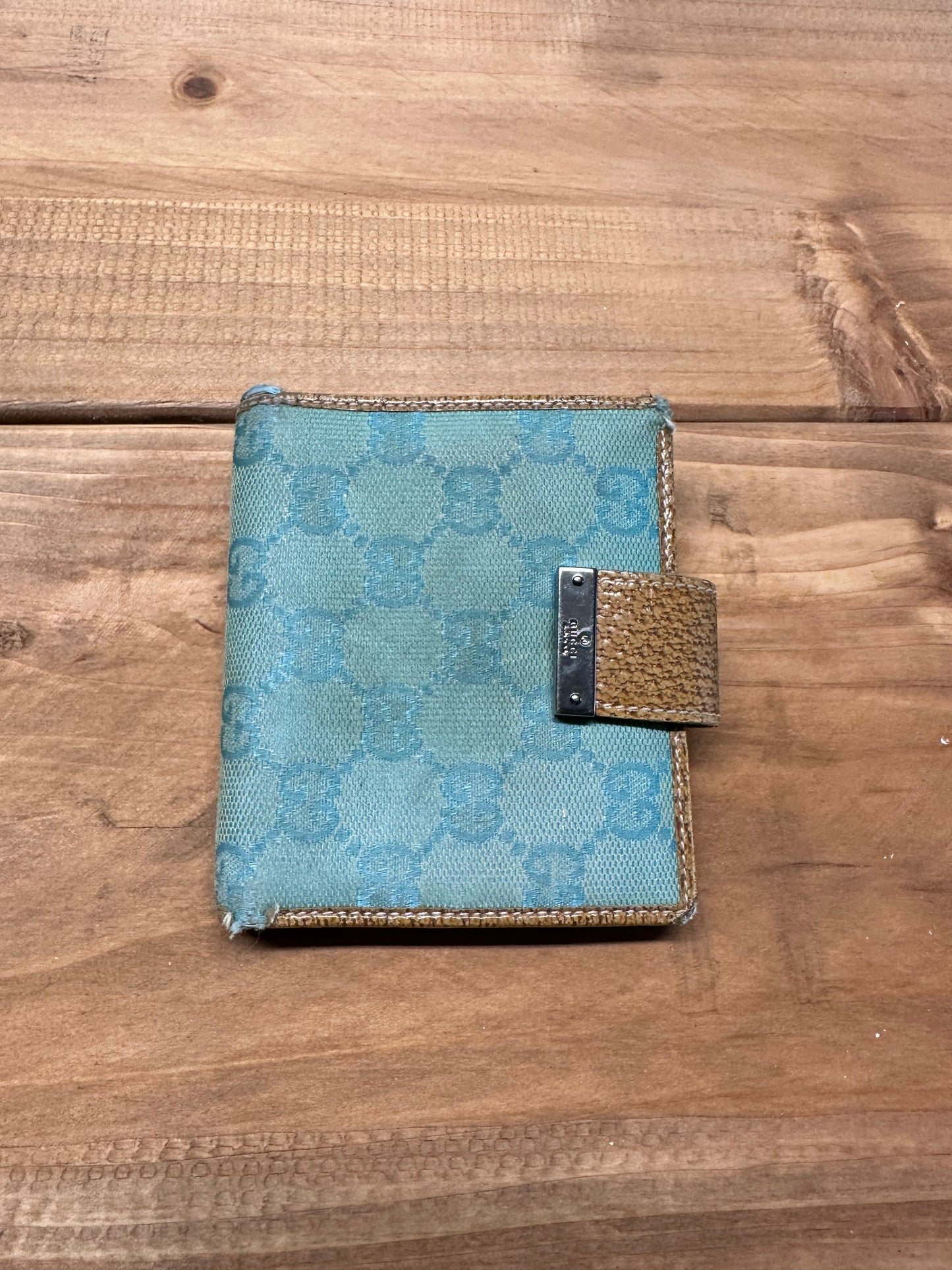 Gucci Blue Monogram Compact Wallet