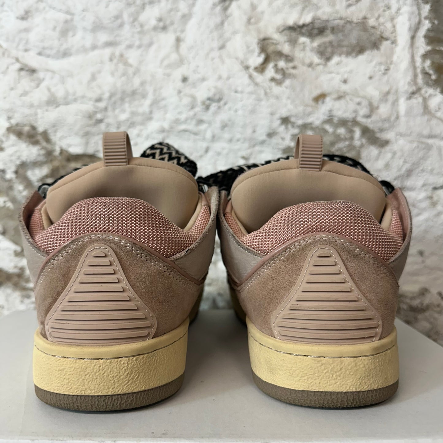 Lanvin Curb Black White Lace Pink Sneaker Sz 6.5 (39)