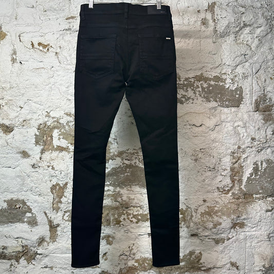 Amiri Knee Hole Plain Black Denim Jeans Sz 29