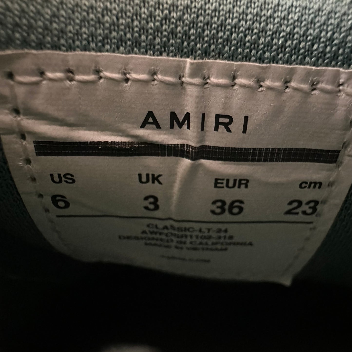 Amiri Classic Logo Spellout Pale Mint Sneaker Sz 4.5 (36)