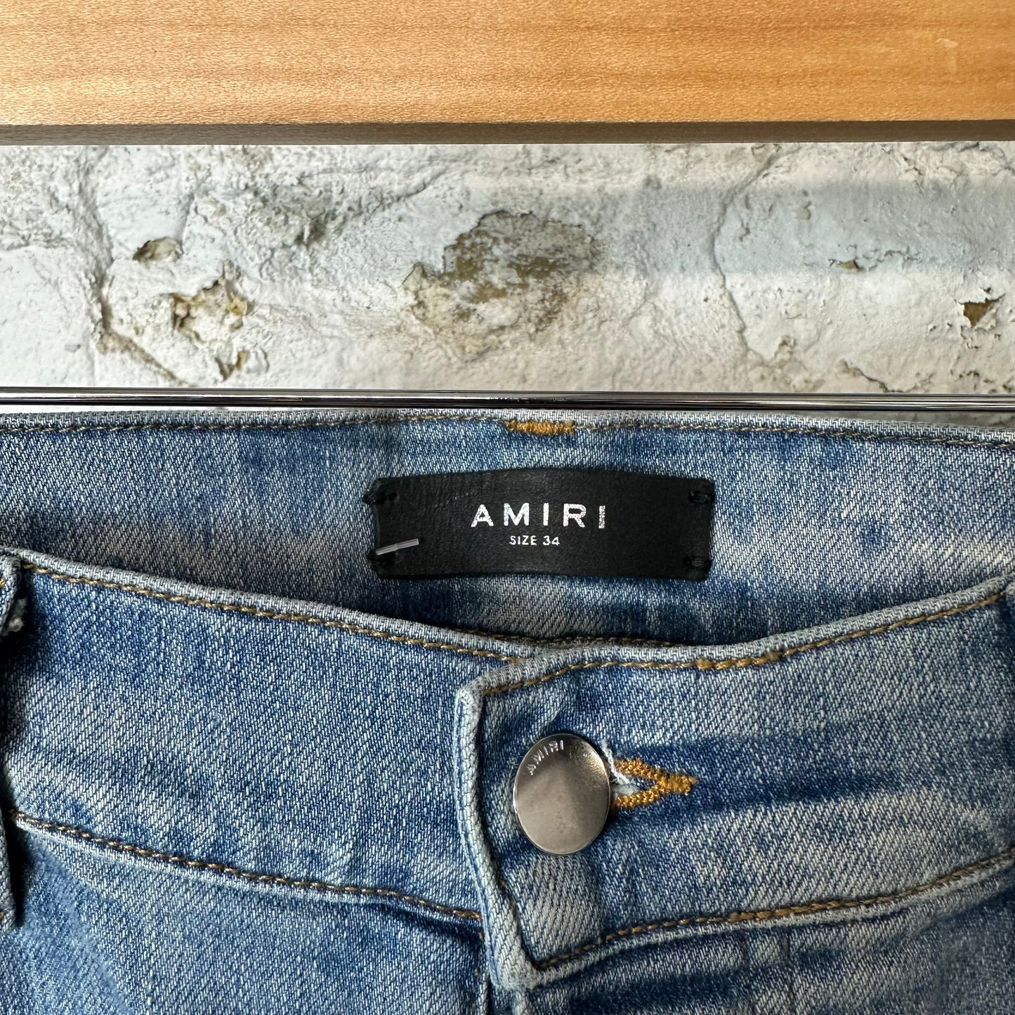 Amiri Plain Distressed Blue Denim Jeans Sz 34