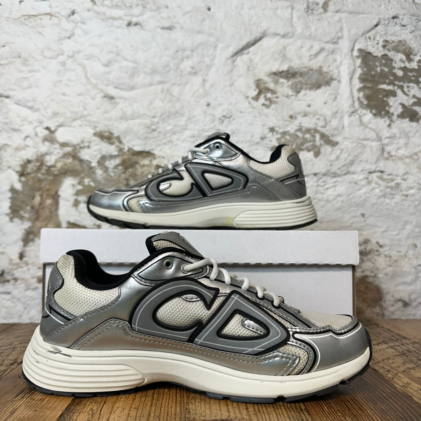 Dior B30 Silver Black Cream Sneaker Sz 8 (41)